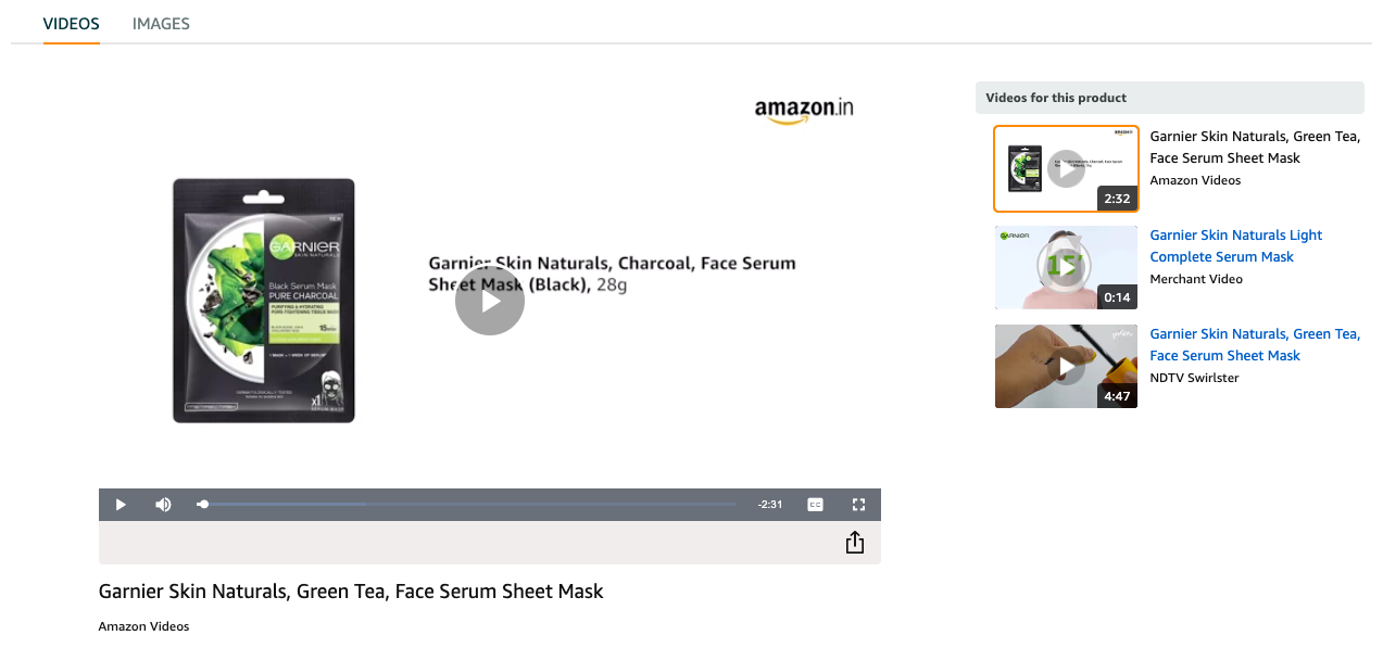 An example of video content on Amazon